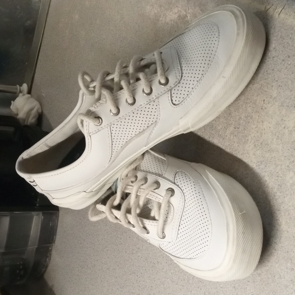 Sperry | Shoes | Sperry Womens White Lace Up Leather Tennis Shoes Size ...